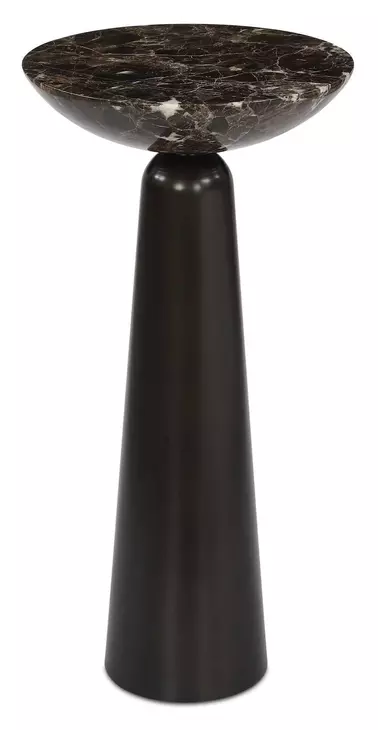 Somerset Dark Bronze and Emperador Brown Round Marble Top Accent Table