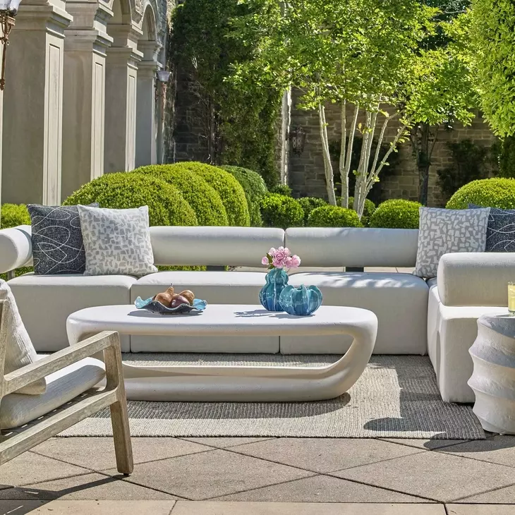 Leyton Warm White Outdoor Oval Coffee Table
