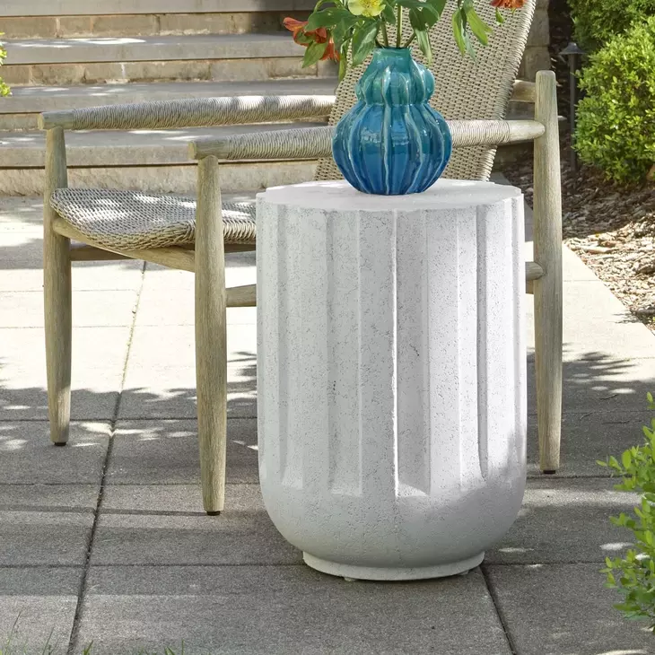 Fairmont White Outdoor Round Accent Table