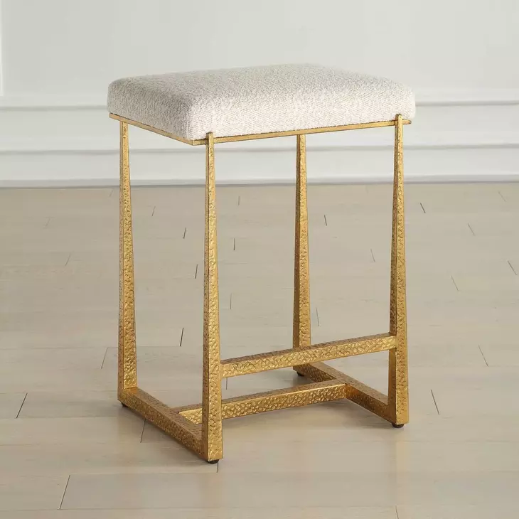 Midas White Upholstered Counter Height Stool