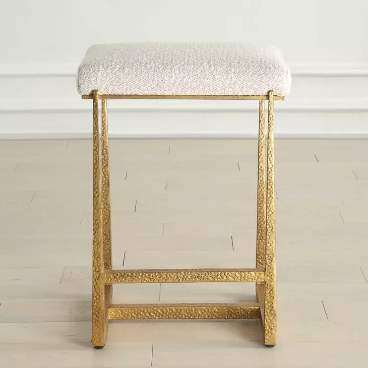Midas White Upholstered Counter Height Stool