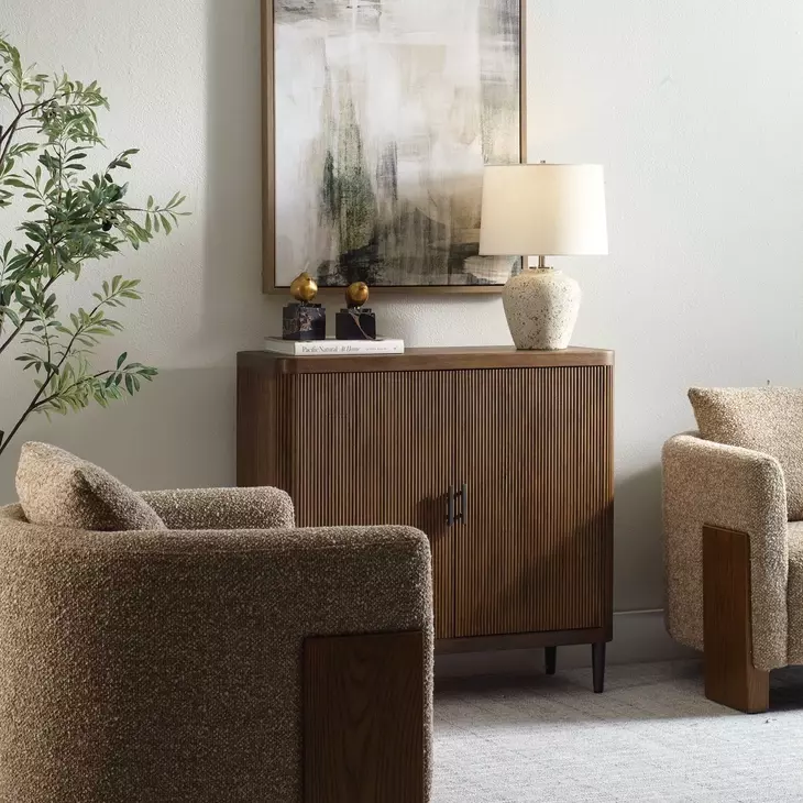 Belmont Light Walnut and Matte Black 2 Door Accent Cabinet