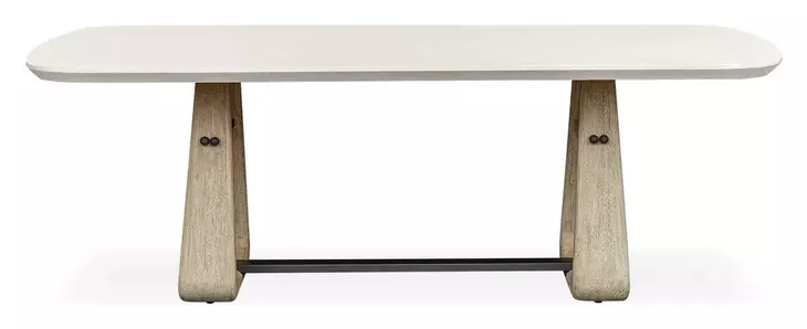 Carlisle Warm White and Cerused Wheat Outdoor 87" Rectangular Concrete Dining Table