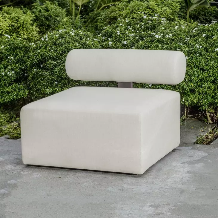 Bolster Back Oyster White Outdoor 36" Armless Sofa