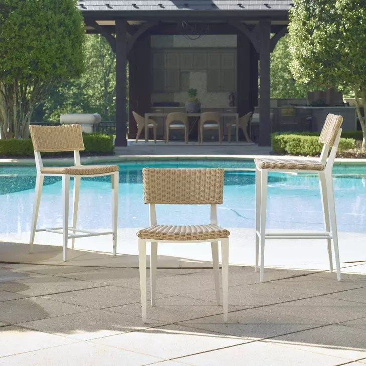 Calbas White and Brown Outdoor Counter Height Stool