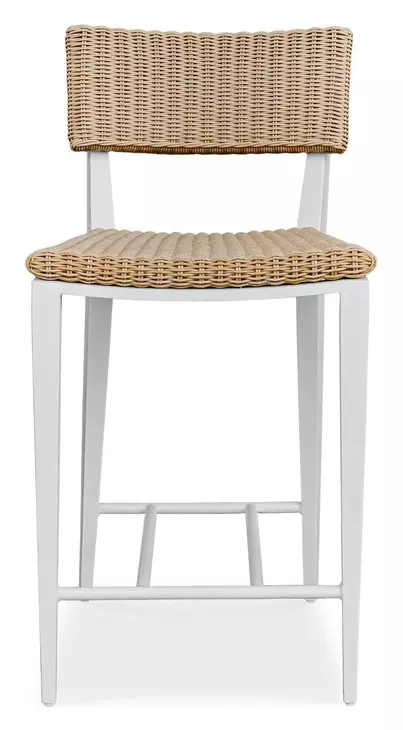 Calbas White and Brown Outdoor Counter Height Stool