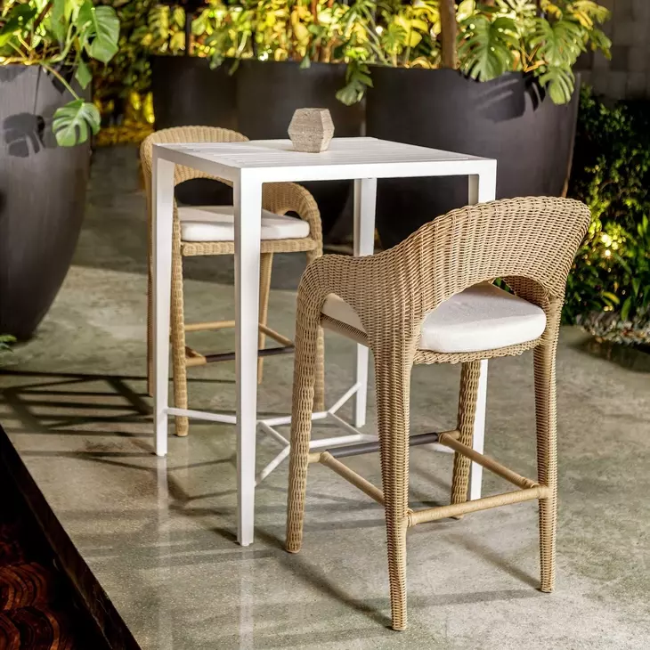 Grafton White Outdoor 32" Square Bar Table