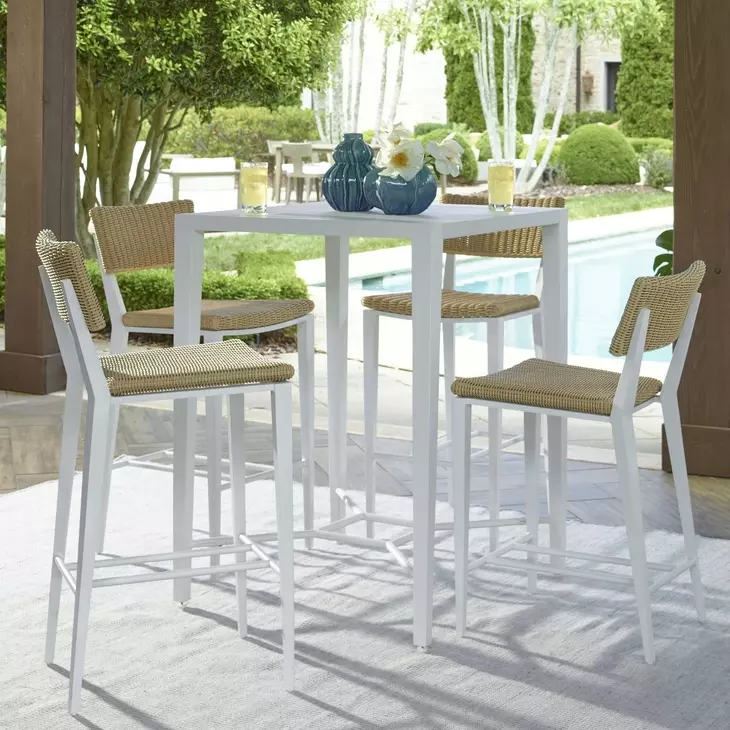 Grafton White Outdoor 32" Square Bar Table
