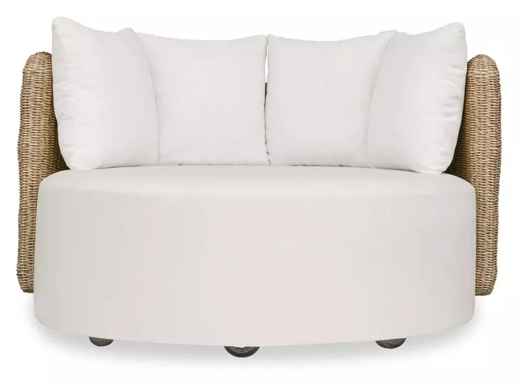 Kingsley Oyster White Upholstered Outdoor Round Swivel Daybed