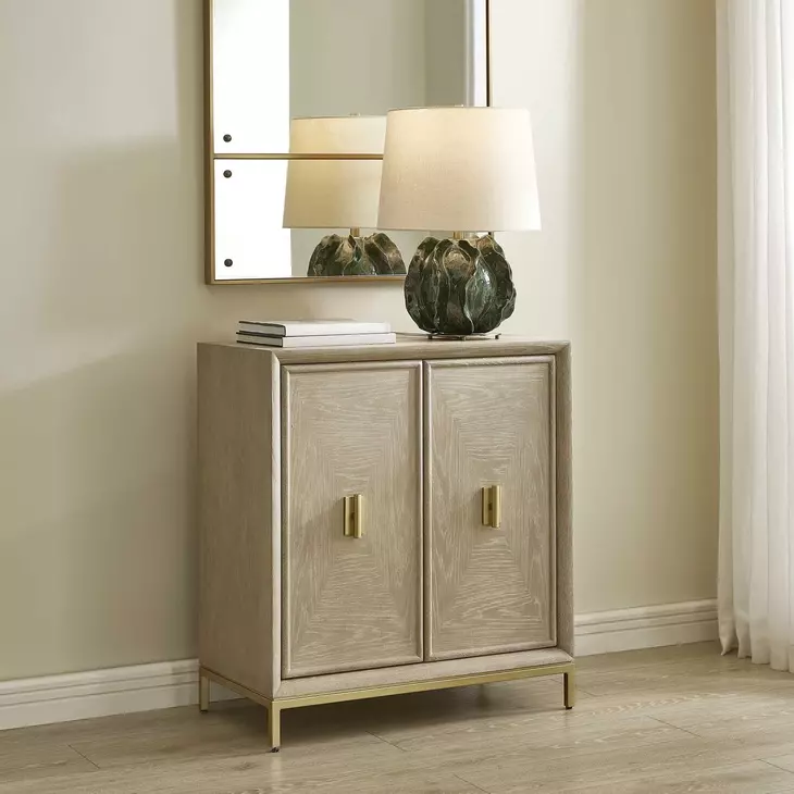 Alden Cerused and Gold 2 Door Accent Cabinet