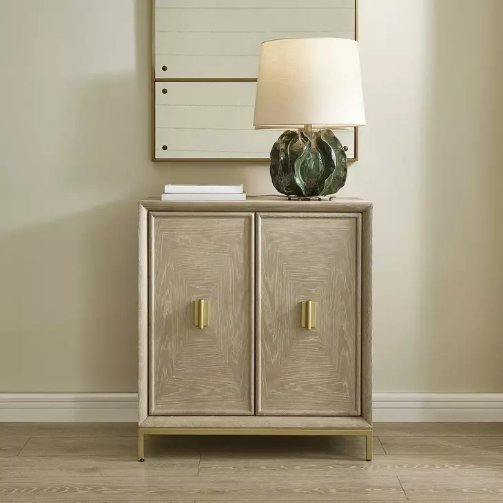 Alden Cerused and Gold 2 Door Accent Cabinet