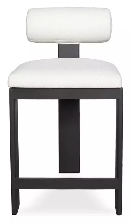 Bolster Back Oyster White Upholstered Outdoor Counter Height Stool