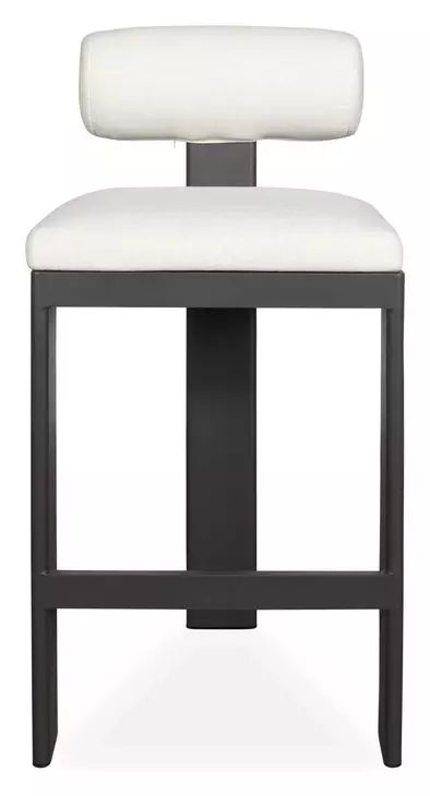 Bolster Back Oyster White Upholstered Outdoor Bar Stool