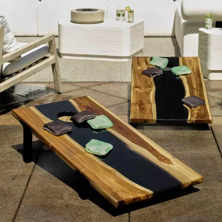 Langston Brown and Black Rectangular Game Table Set of 2