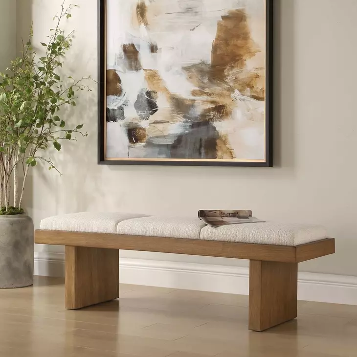 Langston Ivory Upholstered Accent Bench
