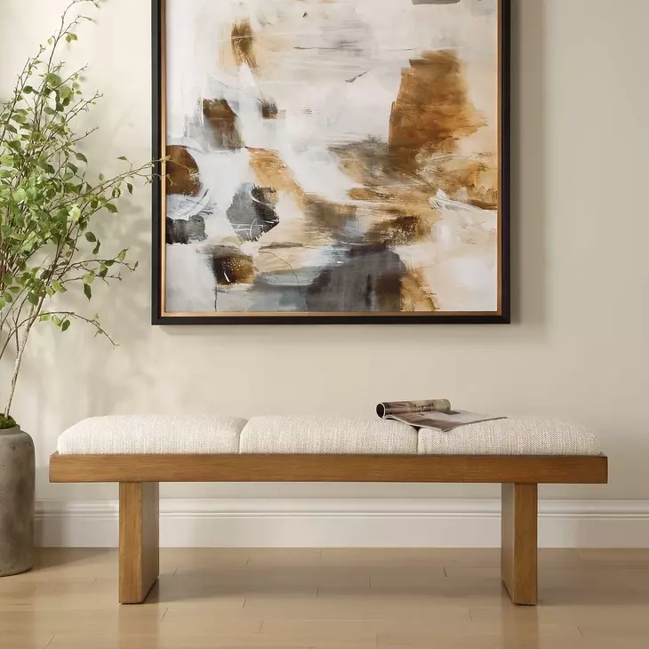 Langston Ivory Upholstered Accent Bench
