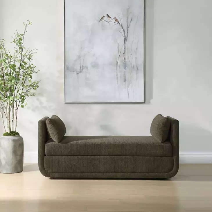 Abound Herb Upholstered Accent Bench with Pillows
