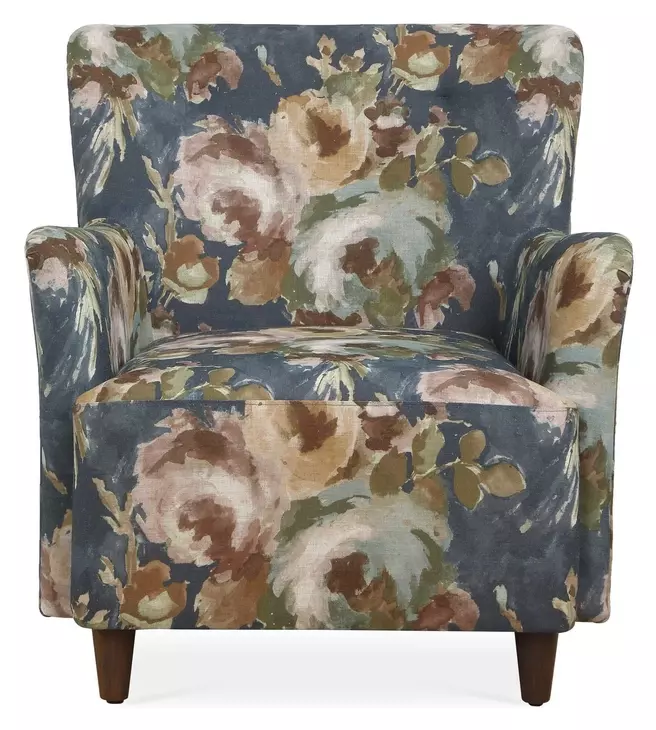 Prescott Blue and Brown Upholstered Arm Chair