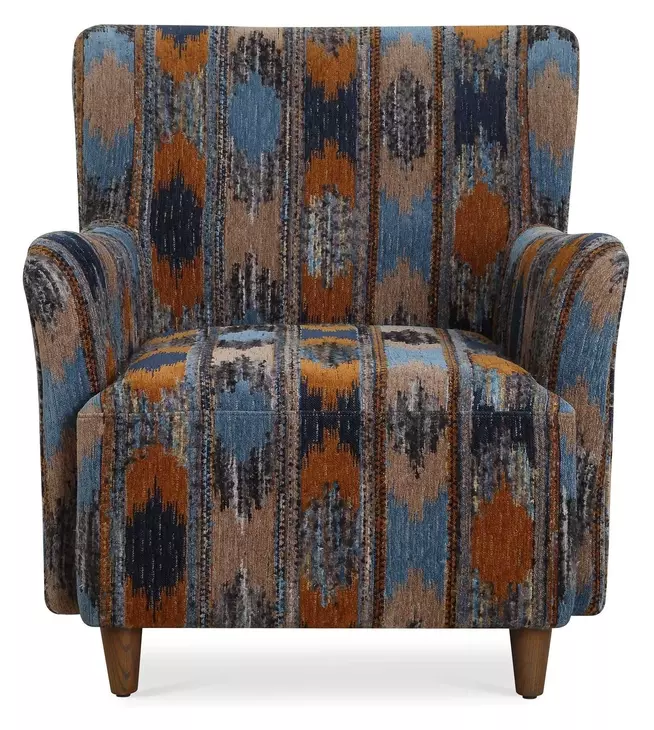 Prescott Blue and Orange Upholstered Ikat Arm Chair