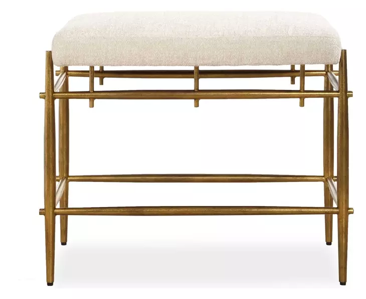 Monterey Ivory Performance Fabric Upholstered Small Accent Bench