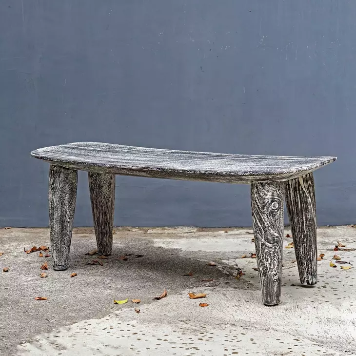 Monterey Distressed White Accent Bench