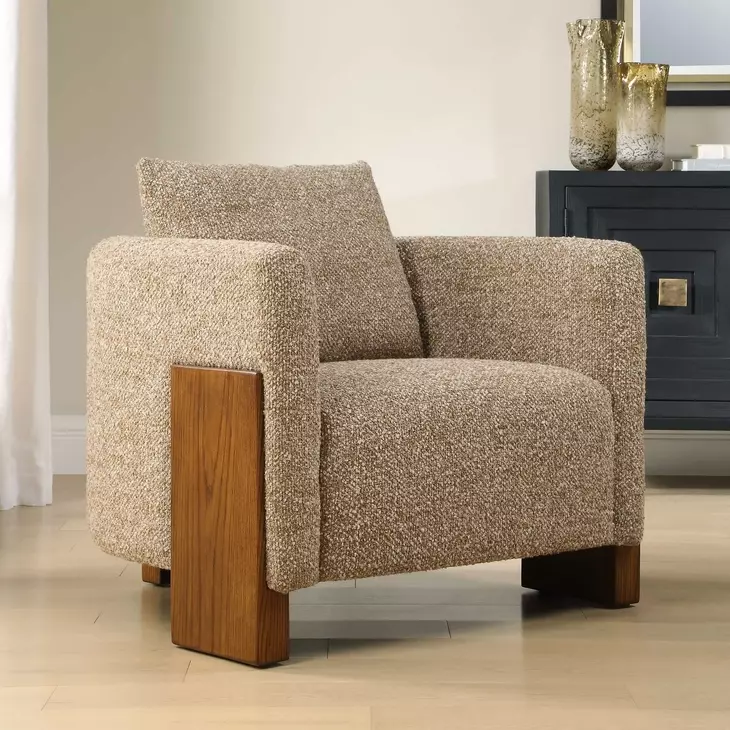 Monterey Warm Amber and Cream Upholstered Accent Chair