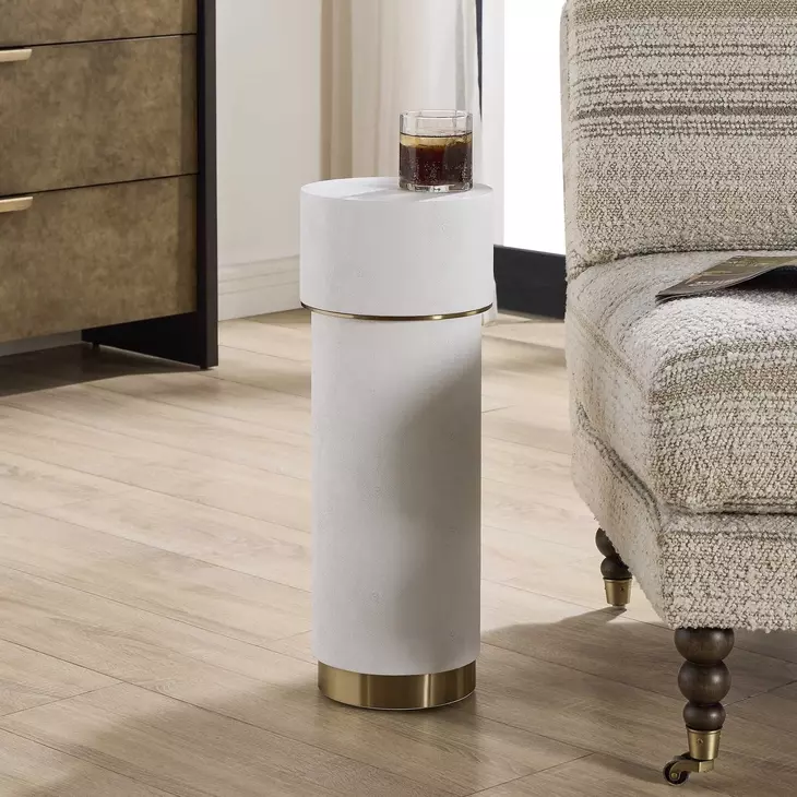 Wessex White and Brushed Brass Round Drink Table