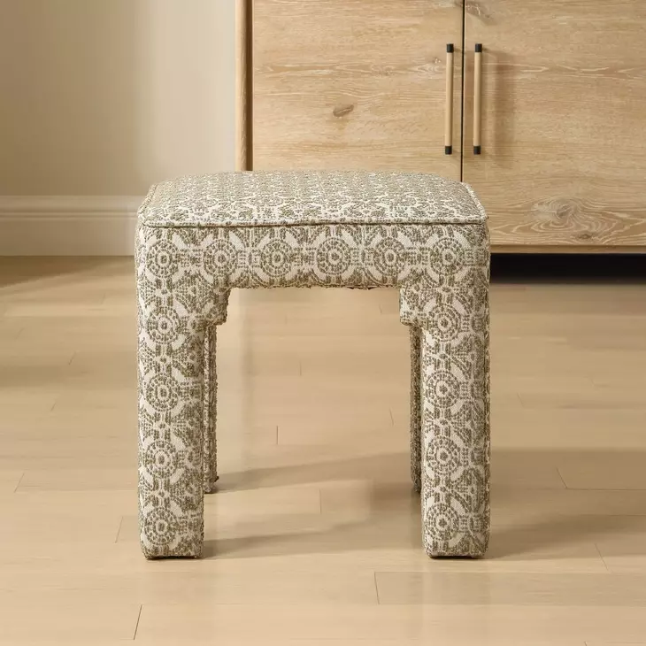Belmont Green and White Upholstered Small Accent Bench