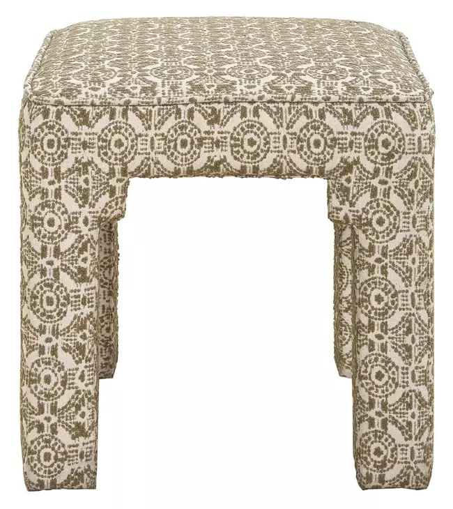 Belmont Green and White Upholstered Small Accent Bench