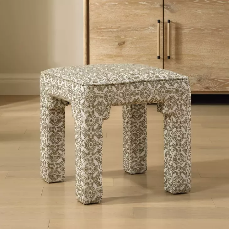 Belmont Green and White Upholstered Small Accent Bench