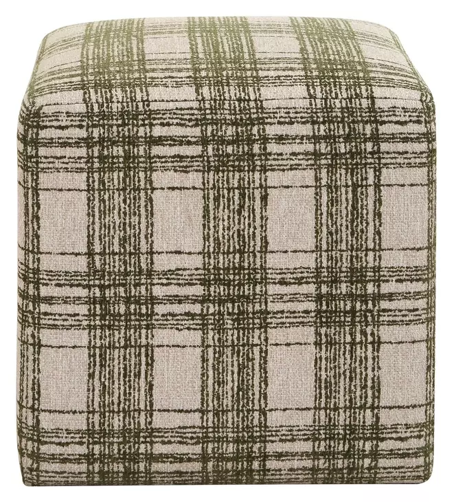 Fairmont Ireland Green and White Upholstered Square Ottoman