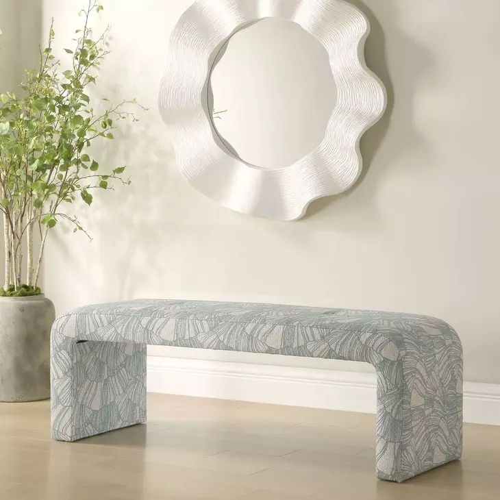 Grafton Spa Blue and White Upholstered Accent Bench