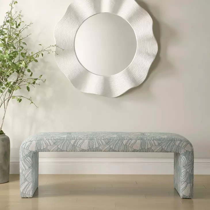 Grafton Spa Blue and White Upholstered Accent Bench
