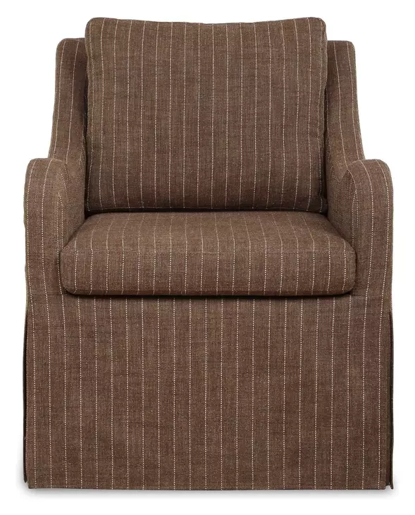 Oakley Teak Brown Upholstered Swivel Accent Chair