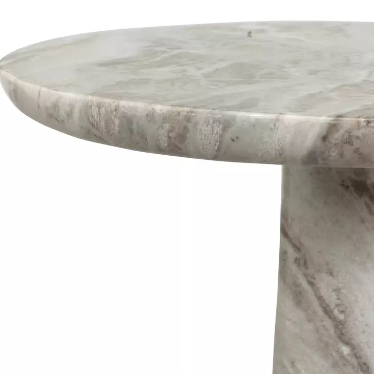 Grafton Warm Brown and Creamy White Outdoor Round Marble Top Accent Table
