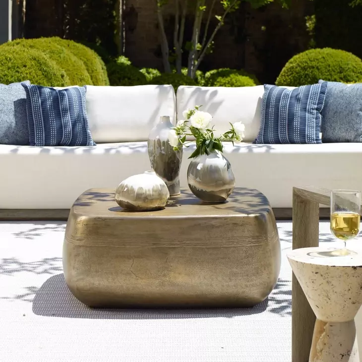 Hamilton Aged Brass Outdoor Square Coffee Table