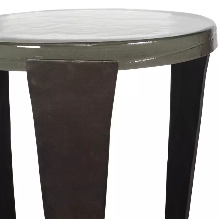 Renaud Dark Bronze Round Glass Top Drink Table