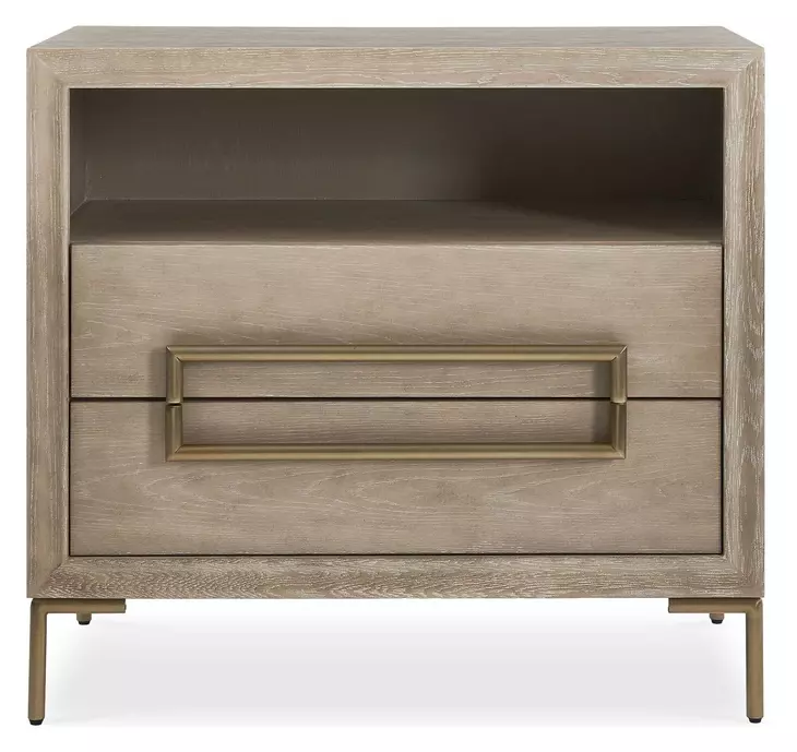Alden Light Oak and Brushed Brass Rectangular Side Table