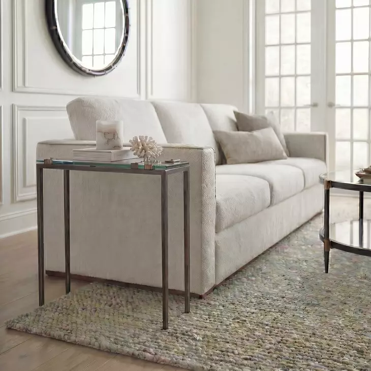 Fairmont Warm Bronze Rectangular Glass Top Accent Table