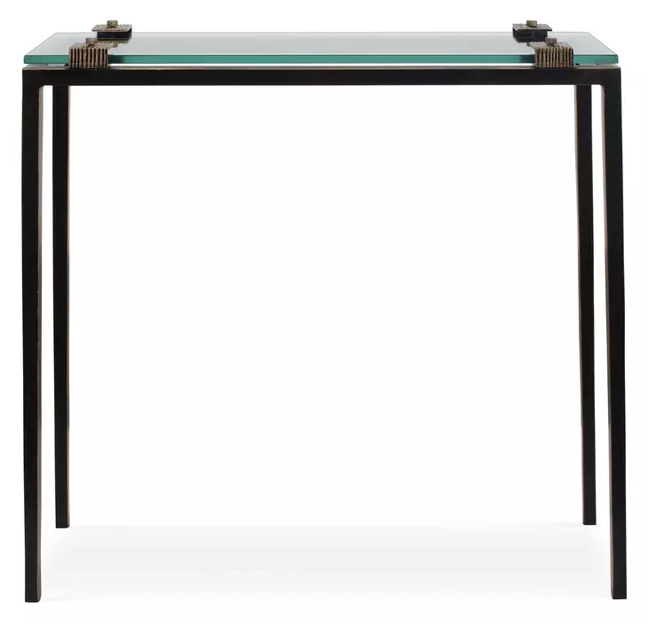 Fairmont Warm Bronze Rectangular Glass Top Accent Table