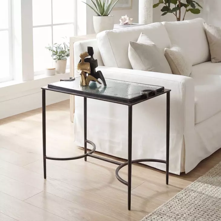 Hamilton Dark Bronze Rectangular Glass Top Accent Table