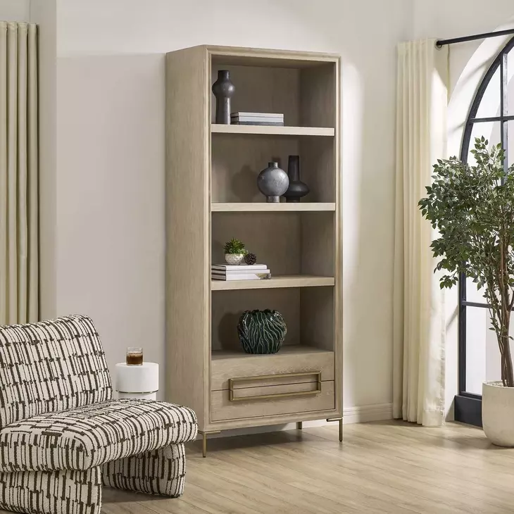 Alden Brown and Brushed Brass Etagere
