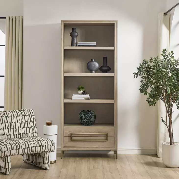 Alden Brown and Brushed Brass Etagere