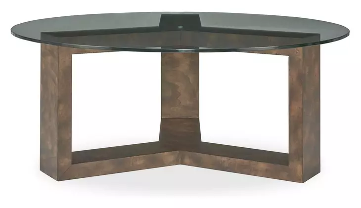 Fairmont Brown Round Glass Top Coffee Table