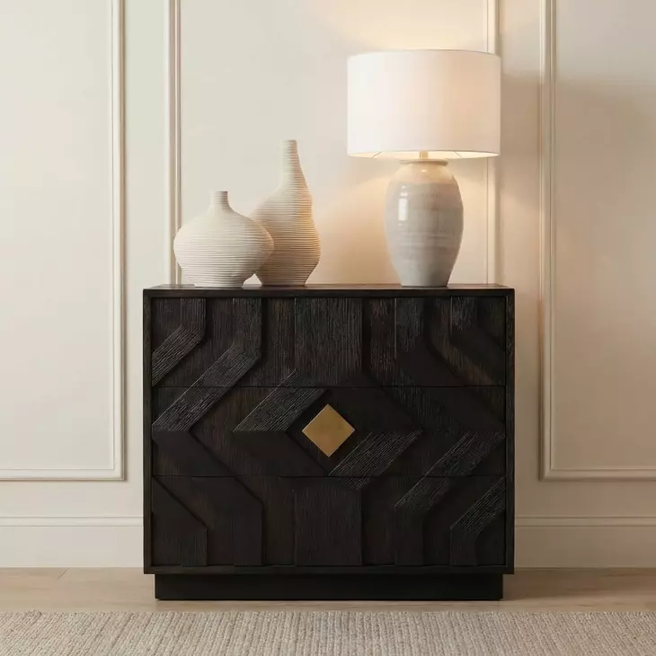 Faulkner Black 3 Drawer Accent Chest