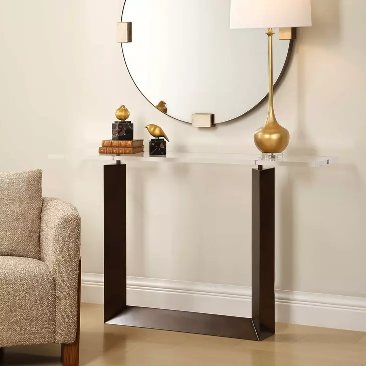 Riverton Bronze Rectangular Acrylic Top Console Table