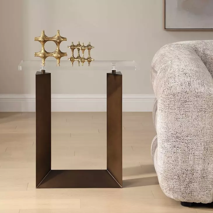 Riverton Bronze Rectangular Acrylic Top Side Table