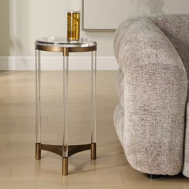 Alden Bronze Round Acrylic Top Accent Table