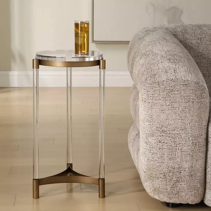Alden Bronze Round Acrylic Top Accent Table