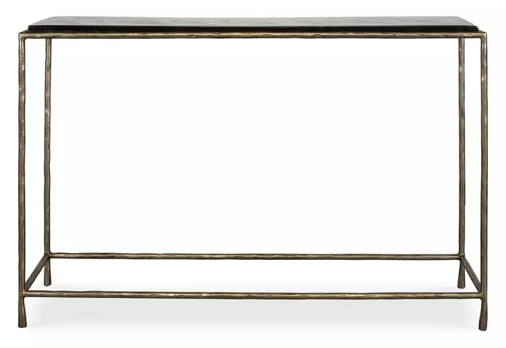 Hamilton Antique Brass Rectangular Glass Top Console Table